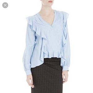 Max Studio London womens Ruffled V- neck blouse